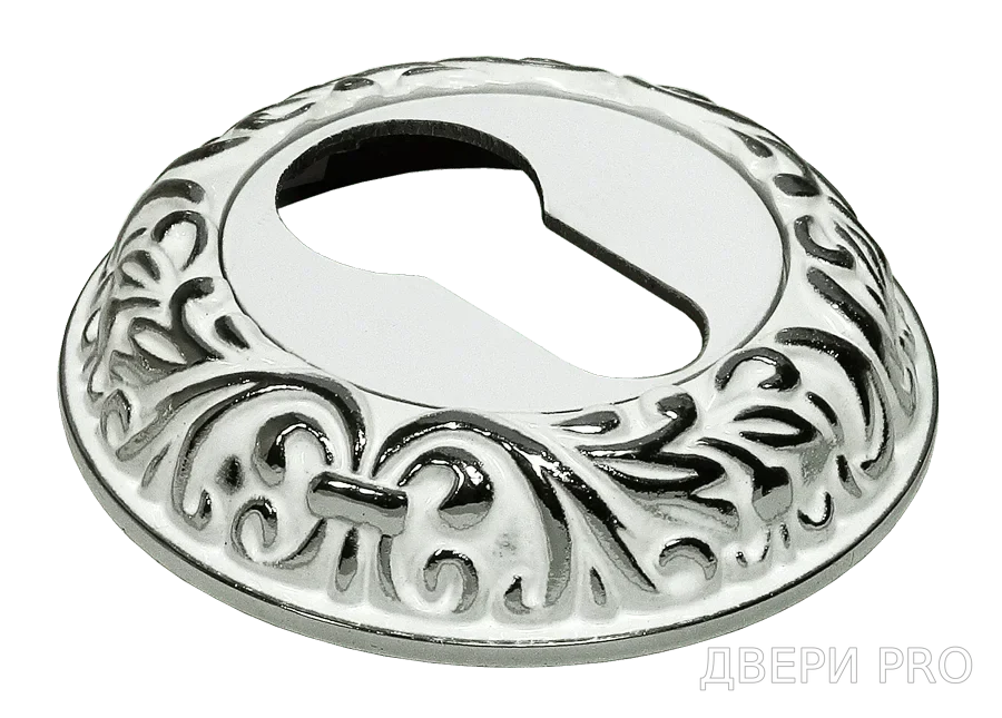 MH-KH-CLP W/PC, накладка на ключевой цилиндр, цвет - белая эмаль/хром
