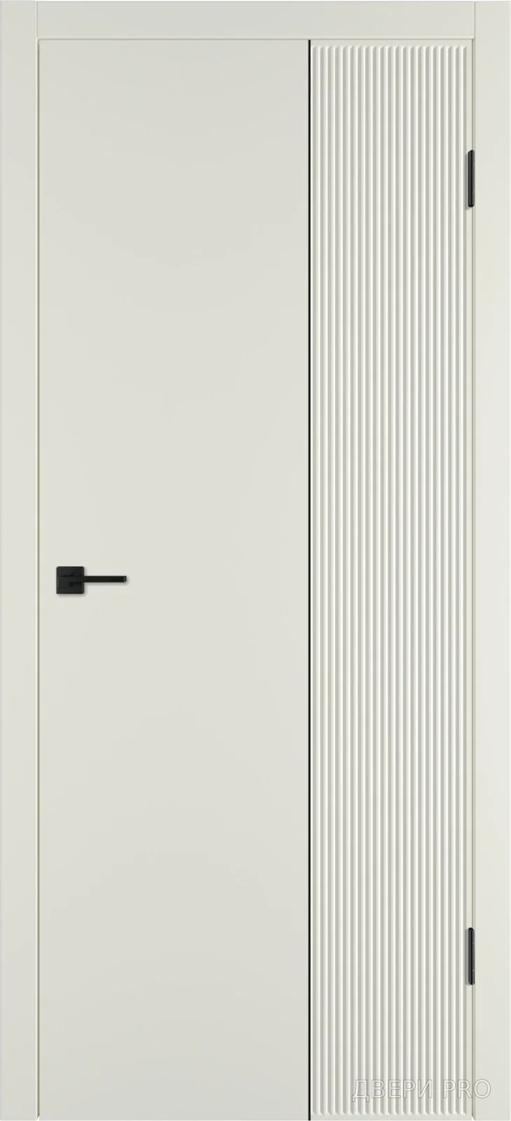 Линия VR2 800х2000 Эмаль магнолия Молдинг чёрный · 800×2000 мм