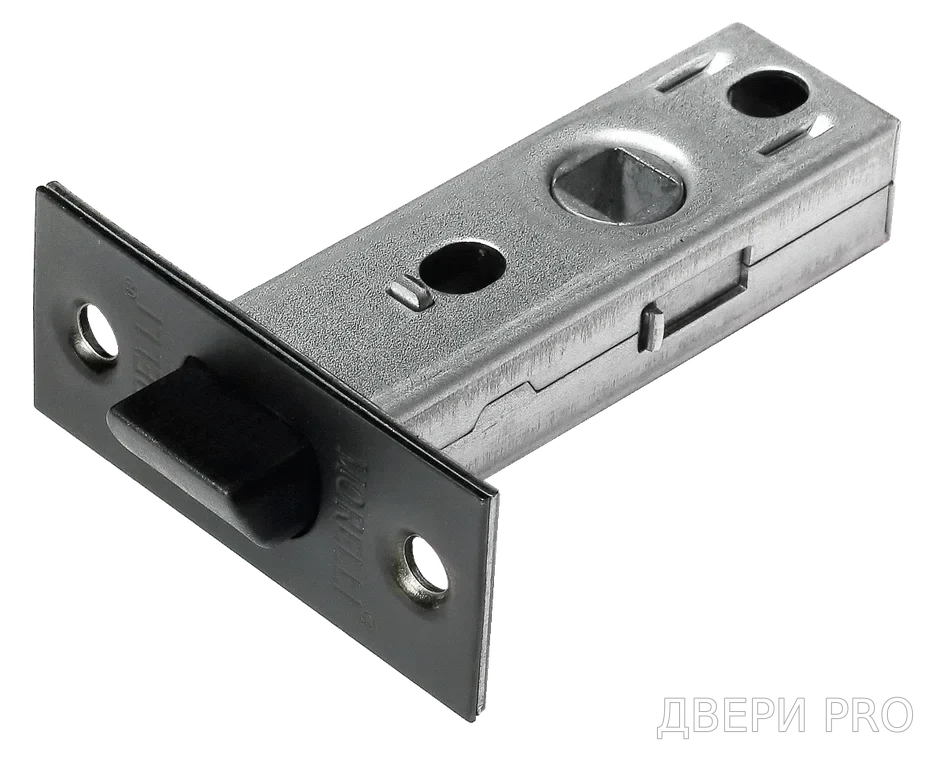 LP6-45 BL, защелка межкомнатная, с пластиковым язычком, цвет-черный