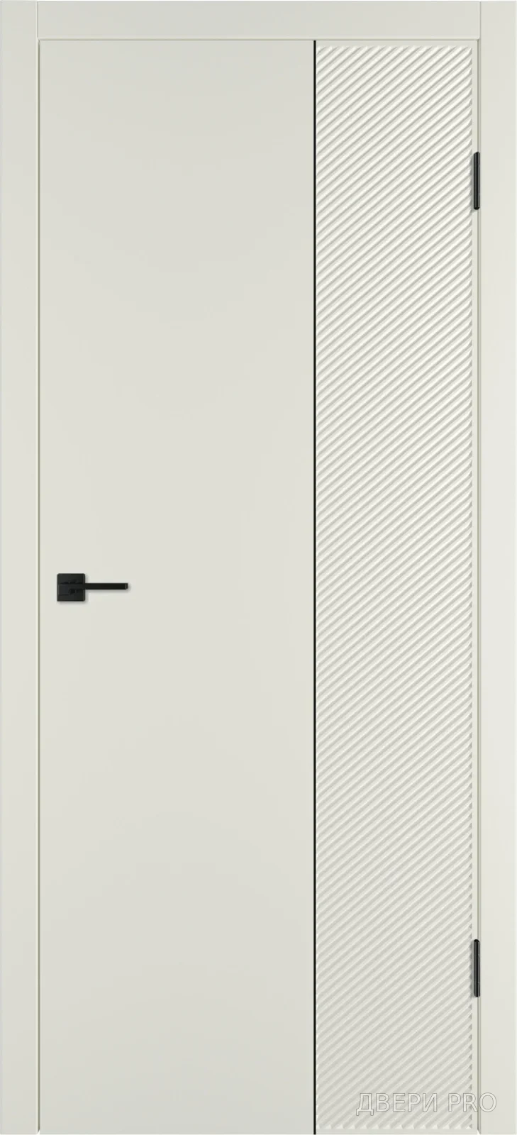 Линия DR2 800х2000 Эмаль магнолия Молдинг чёрный · 800×2000 мм