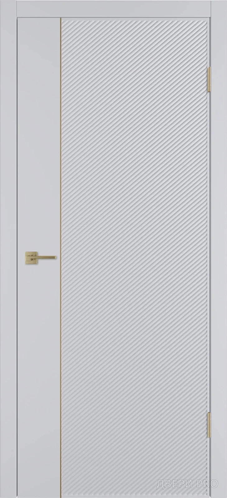 Линия DR1 800х2000 Эмаль серая Молдинг золото · 800×2000 мм
