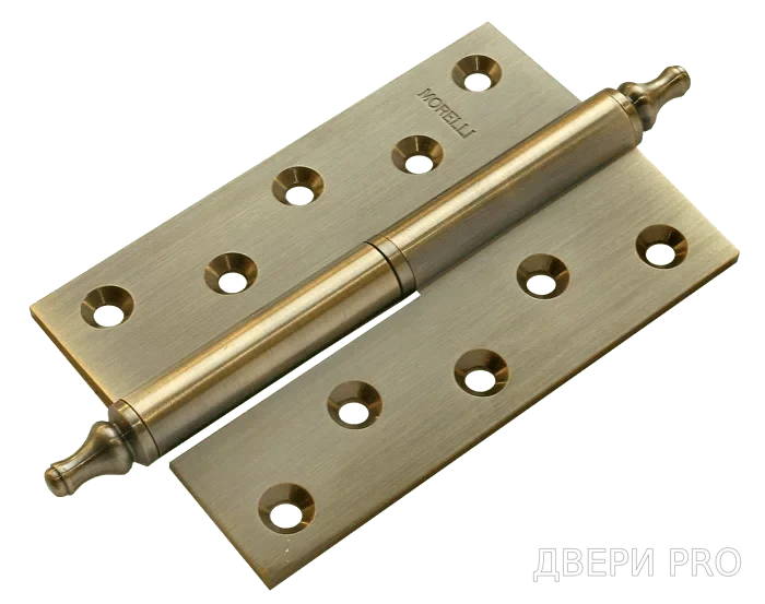 MB 120X80X3.5 AB L C, петля латунная с коронкой левая, цвет - античная бронза