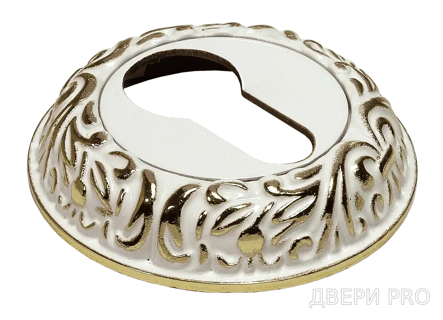 MH-KH-CLP W/PG, накладка на ключевой цилиндр, цвет - белая эмаль/золото